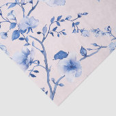 Romantische Blush Blauwe Bloemige Bruidsdouche Tissuepapier (Detail)
