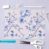 Romantische Blush Blauwe Bloemige Bruidsdouche Tissuepapier (Craft)