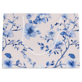 Romantische Blush Blauwe Bloemige Bruidsmeerschaps Groot Cadeauzakje (Voorkant)