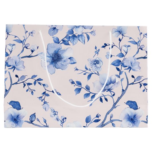 Romantische Blush Blauwe Bloemige Bruidsmeerschaps Groot Cadeauzakje (Achterkant)