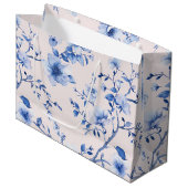 Romantische Blush Blauwe Bloemige Bruidsmeerschaps Groot Cadeauzakje (Voorkant Gekanteld)