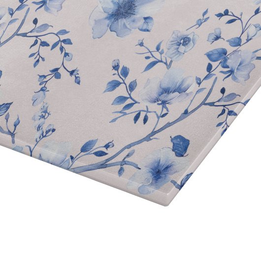 Romantische Blush Blauwe Bloemige Bruiloftsdouche Snijplank (Hoek)