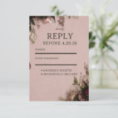 Romantische Blush Bloem RSVP Kaartje (Staand voorkant)