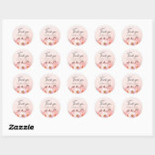 Romantische Blush Bloemen bruiloft Dank u Ronde Sticker (Vel)
