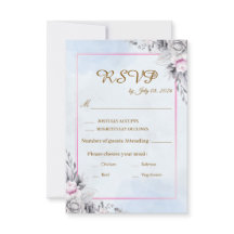 Romantische Blush Bloemen Bruiloft RSVP Kaart