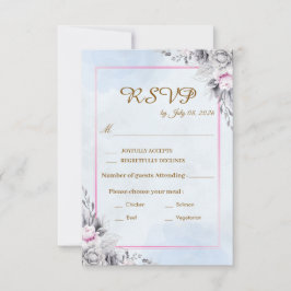 Romantische Blush Bloemen Bruiloft RSVP Kaart