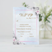 Romantische Blush Bloemen Bruiloft RSVP Kaart (Staand voorkant)