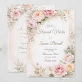 Romantische Blush Bloemen Bruiloft Uitnodiging Moc (Voorkant / Achterkant)