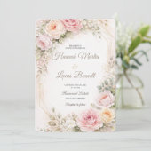 Romantische Blush Bloemen Bruiloft Uitnodiging Moc (Staand voorkant)