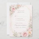 Romantische Blush Bloemen Bruiloft Uitnodiging Moc (Achterkant)