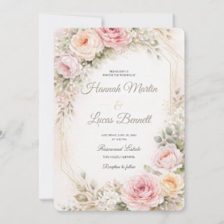 Romantische Blush Bloemen Bruiloft Uitnodiging Moc