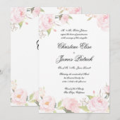 Romantische Blush Bloemen Bruiloftsinvatie Kaart (Voorkant / Achterkant)