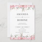 Romantische Blush Bloemen Bruiloftsinvatie Kaart (Voorkant)