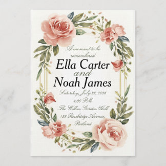 Romantische Blush Bloemen Bruiloftsinvatie Kaart