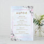Romantische Blush Bloemen Bruiloftsmenu Kaart (Staand voorkant)