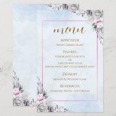 Romantische Blush Bloemen Bruiloftsmenu Kaart (Voorkant / Achterkant)