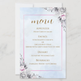 Romantische Blush Bloemen Bruiloftsmenu Kaart