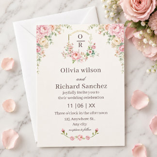 Romantische Blush Bloemen | Elegante Roze Rozen Kaart