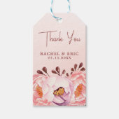 Romantische Blush Bloemen Huwelijk Dank u Gift Lab Cadeaulabel (Voorkant)