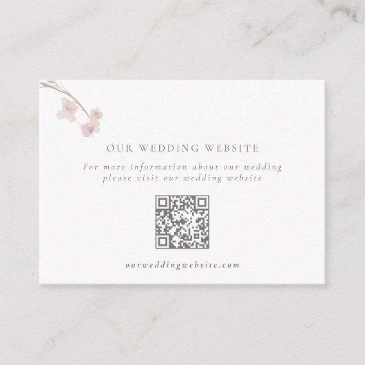 Romantische Blush Bloemen Huwelijk QR Code Informatiekaartje (Voorkant)