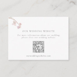 Romantische Blush Bloemen Huwelijk QR Code Informatiekaartje