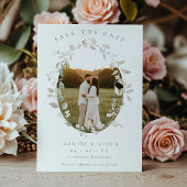 Romantische Blush Bloemen Krans Foto Huwelijk Save The Date