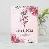 Romantische Blush Bloemen Lijst Trouwen Save the D Save The Date (Staand voorkant)