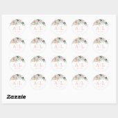Romantische Blush Bloemen Monogram Ronde Sticker (Vel)