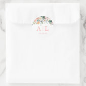 Romantische Blush Bloemen Monogram Ronde Sticker (Tas)