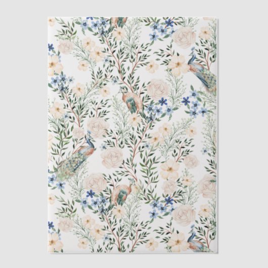 Romantische Blush bloemen pauw groen mooi Vellum Uitnodigingen (Voorkant)