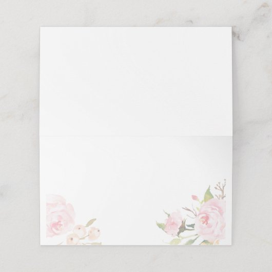 Romantische Blush Bloemen Vouwbare Plaatskaarten Plaatskaartje (Buitenkant ongevouwen)