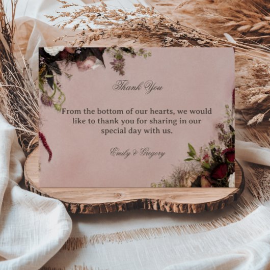 Romantische Blush Bloemstuk Bedankkaart