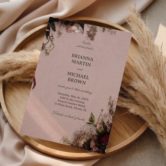 Romantische Blush Bloemstuk Kaart