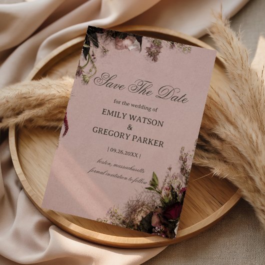 Romantische Blush Bloemstuk Save The Date
