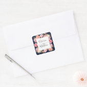 Romantische Blush Bloom Bloemen Bruiloft Gepersona Vierkante Sticker (Envelop)