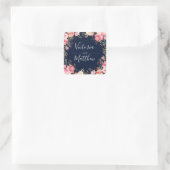 Romantische Blush Bloom Bloemen Bruiloft Gepersona Vierkante Sticker (Tas)