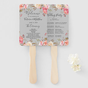 Romantische Blush Bloom Bloemen Bruiloft Programma Handwaaier