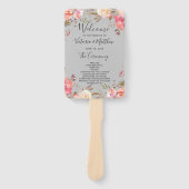 Romantische Blush Bloom Bloemen Bruiloft Programma Handwaaier (Voorkant)