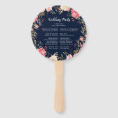Romantische Blush Bloom Bloemen Bruiloft Programma Handwaaier (Achterkant)