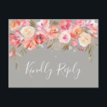 Romantische Blush Bloom Bloemen Bruiloft RSVP | Gr Uitnodiging Briefkaart<br><div class="desc">Deze Romantische Blush Bloom Bruiloft RSVP Briefkaart bevat geschilderde waterverf bloemen in roze en wit,  olijfgroene bladeren met handgeschreven lettertype. Voor meer geavanceerde aanpassing van dit ontwerp klikt u op de "Aanpassen" knop. Overeenkomstige items zijn ook beschikbaar.</div>