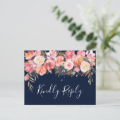 Romantische Blush Bloom Bloemen Bruiloft RSVP | Ma Uitnodiging Briefkaart (Staand voorkant)