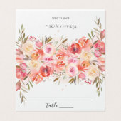 Romantische Blush Bloom Bloemen Trouwtafel Plaats Kaart (Buitenkant ongevouwen)