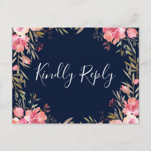 Romantische Blush Bloom Bloemige Trouw-RSVP   Mari Uitnodiging Briefkaart