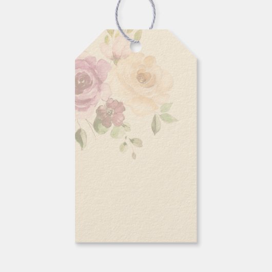 Romantische Blush Boho Floral Waterverf Cadeaulabel (Achterkant)