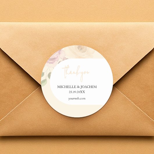 Romantische Blush Boho Floral Waterverf Ronde Sticker