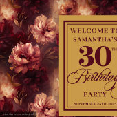 Romantische Blush Bourgondië Goud 30ste Verjaardag Wandkleed