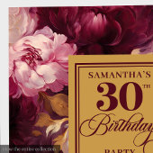 Romantische Blush Bourgondië Gouden Waterverf 30e Servet