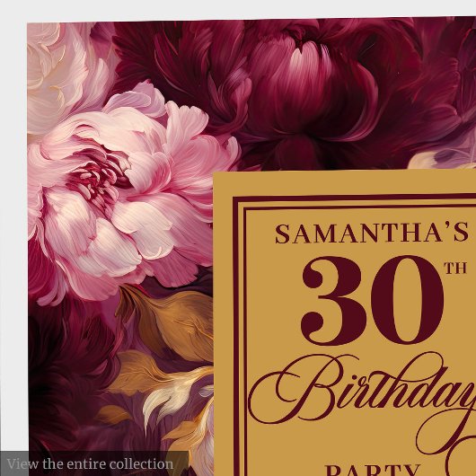 Romantische Blush Bourgondië Gouden Waterverf 30e Servet