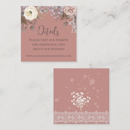 Romantische Blush Bruiloft Detail Behuizing Kaart (Voorkant / Achterkant)