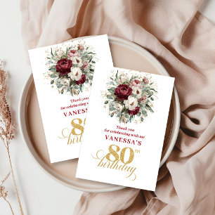 Romantische Blush Burgundy 80e Verjaardag Bedankt